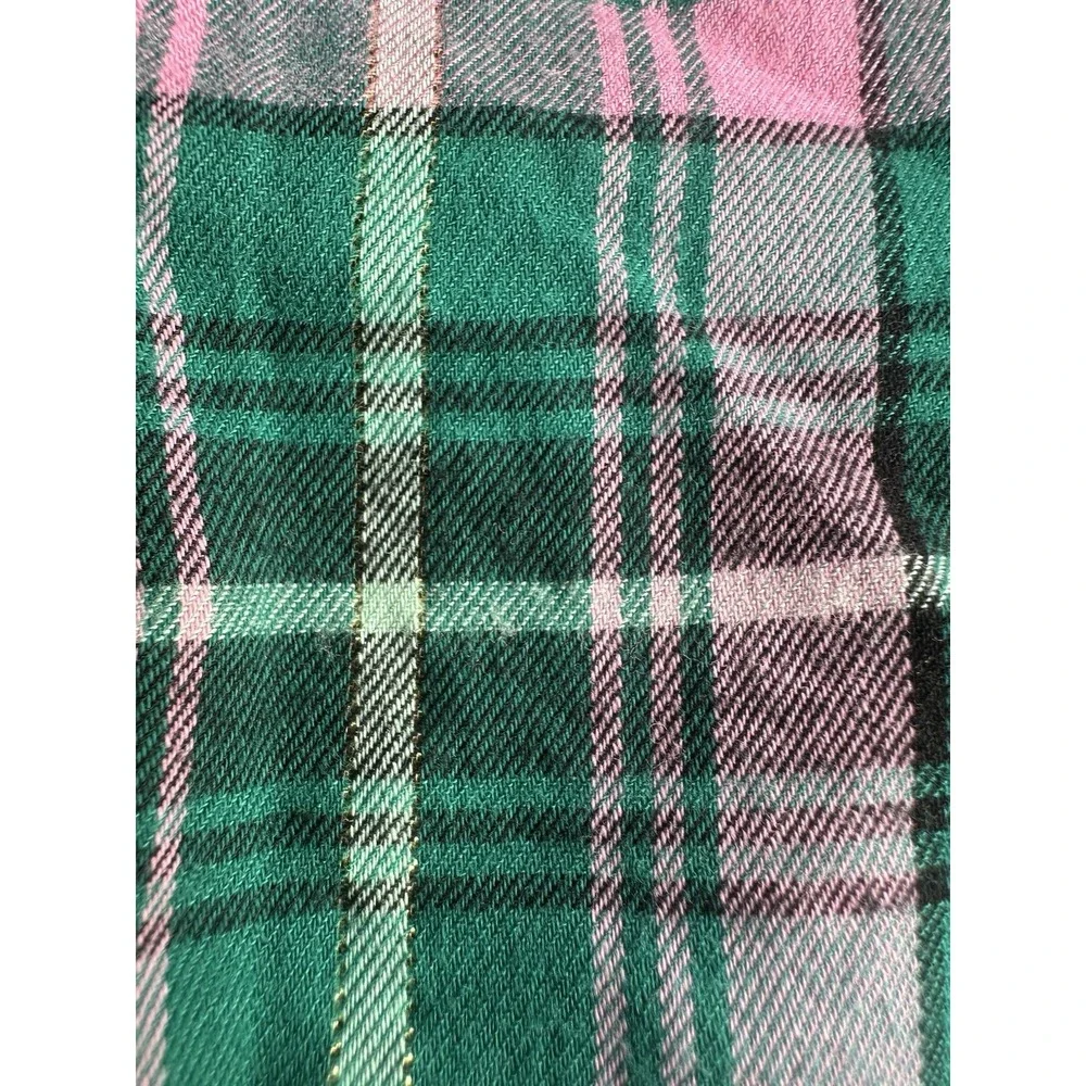 Victoria's Secret Green & Pink Plaid Pajama Set Size XL LONG Women's